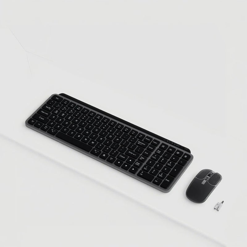 Bluejw Slim 105-Key Full Size Wireless/BT 5.0 Keyboard and Mouse Combo, Multi-Media Membrane Gaming Keyboard for PC Office - Image 1